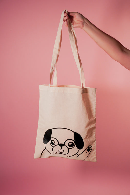 Tote bag Pug Saludando