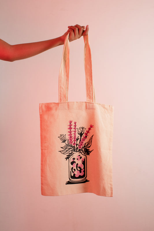 Tote bag florero rosa